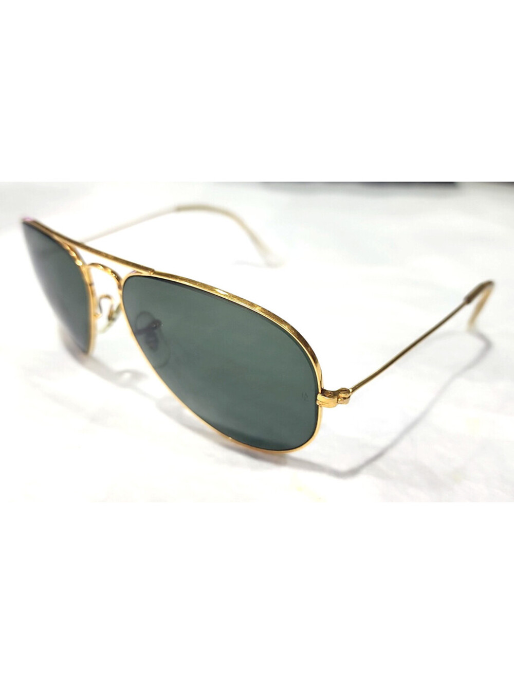 Ray Ban B&L Vintage Gold Metal Green Aviator Sunglasses 58-14 USA